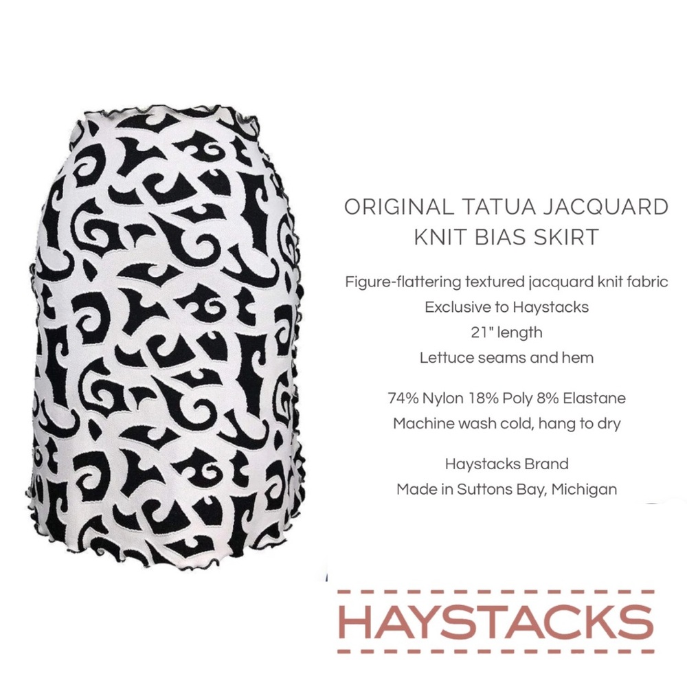 Haystacks Tatua Jacquard Knit Bias Stretchy Modern Skirt Size M